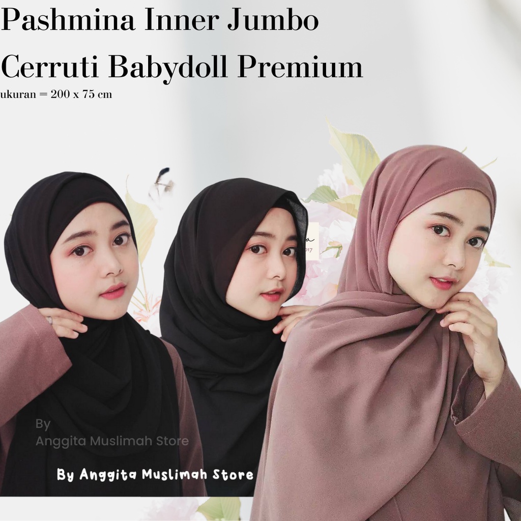 || Pashmina ด้านใน Cerruty Syari Jumbo 2 in 1 Hoodie 200x75 ซม.Cerruti Babydol Marwa ผ้าคลุมไหล่ + I
