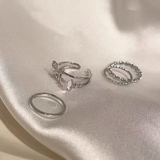 Exquisite Super Fairy Butterfly Twisted Four-piece Ring Female Light Luxury Niche Design Fashion Personality Temperament Index Finger Ring