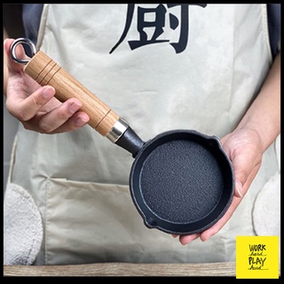 WHPH shop กระทะทอดไข่ดาว Sauce Pan 10/15cm กระทะเหล็กหล่อ ด้ามไม้จริง คุณภาพงานส่งออก ขายบน Amazon