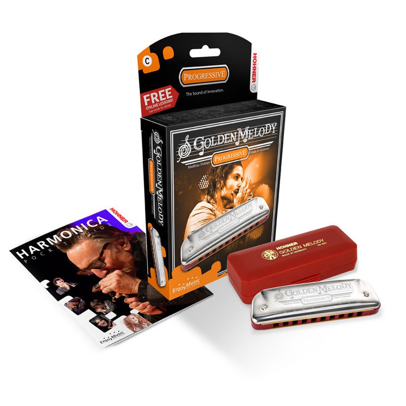 Hohner Golden Melody Harmonica ฮาร์โมนิก้า ขนาด 10 ช่อง คีย์ C + แถมฟรีเคส   ออนไลน์คอร์ส ** Made in Germany ** | Shopee Thailand