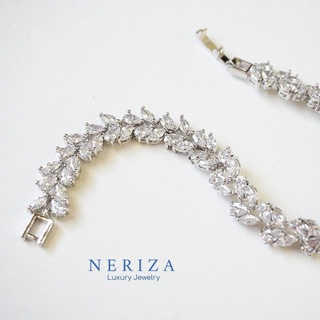 Neriza Jewelry/ข้อมือเพชรสังเคราะห์ประกายไฟเทียบเท่าเพชรแท้เกรดพรีเมี่ยม จัดส่งฟรี NB011