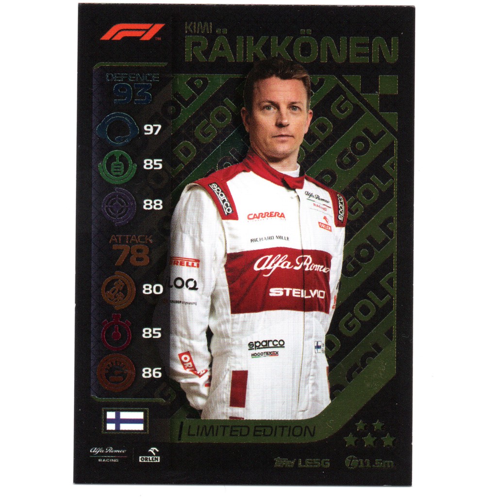 Topps F1 Turbo Attax - No.LE5G Kimi Raikkonen Limited Edition GOLD