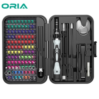 Oria 132-IN-1 ชุดไขควงซ่อมคอมพิวเตอร์ พร้อมดอกไขควงแม่เหล็ก 108 ชิ้น สําหรับสมาร์ทโฟน แล็ปท็อป แว่นตา นาฬิกา ของเล่น DIY