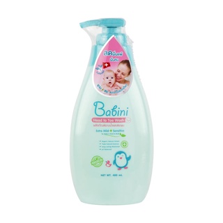 Babini Head to Toe Wash Extra Mild + Sensitive 480 ml. สบู่ อาบน้ำ สระผม 1 ขวด