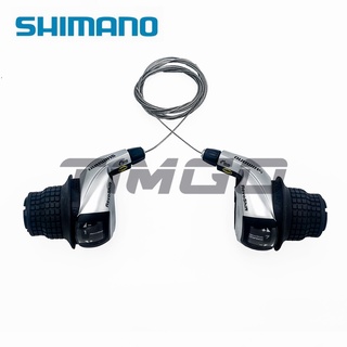 Shimano SL-RS47 คันโยกเกียร์ ซ้าย 3 ความเร็ว SL-RS45 ขวา 7/8 ความเร็ว สีเงิน สําหรับจักรยานเสือภูเขา