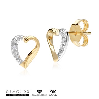 Gemondo ต่างหูทองคำแท้ 9K ประดับเพชรแท้ รูปทรงหัวใจ : Stud Earrings ต่างหูทอง ต่างหูหัวใจ