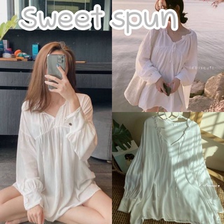 พร้อมส่ง SWEET SPUN  เสื้อแขนยาวทรงบอลลูน over size ใส่เป็นมินิเดรสได้ เนื้อผ้าสปันหนา เกรดนำเข้า ผ้าดีมากกก