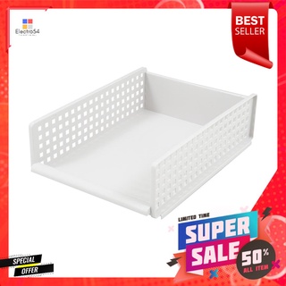 กล่องซ้อนได้ STACKO MAIE 34x45x13.3 ซม. สีขาวSTACKABLE STORAGE BOX STACKO MAIE 34X45X13.3CM WHITE