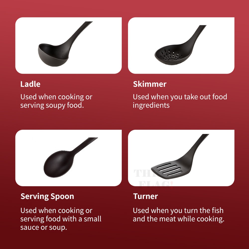 Tefal Ingenio kitchen Tools (Set of 4) - Ladle, Spoon, Skimmer 