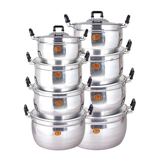 🔥แนะนำ!! ตราจระเข้ หม้ออะลูมิเนียม ขนาด 18-32 ซม. ชุด 8 ใบ  Crocodile Aluminum Saucepot Set 18-32 Cm. 8Pcs.