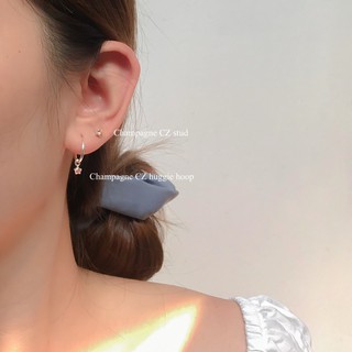 SissyJewelry // ต่างหูเงินแท้ ต่างหูห่วง พลอยกลท 3mm