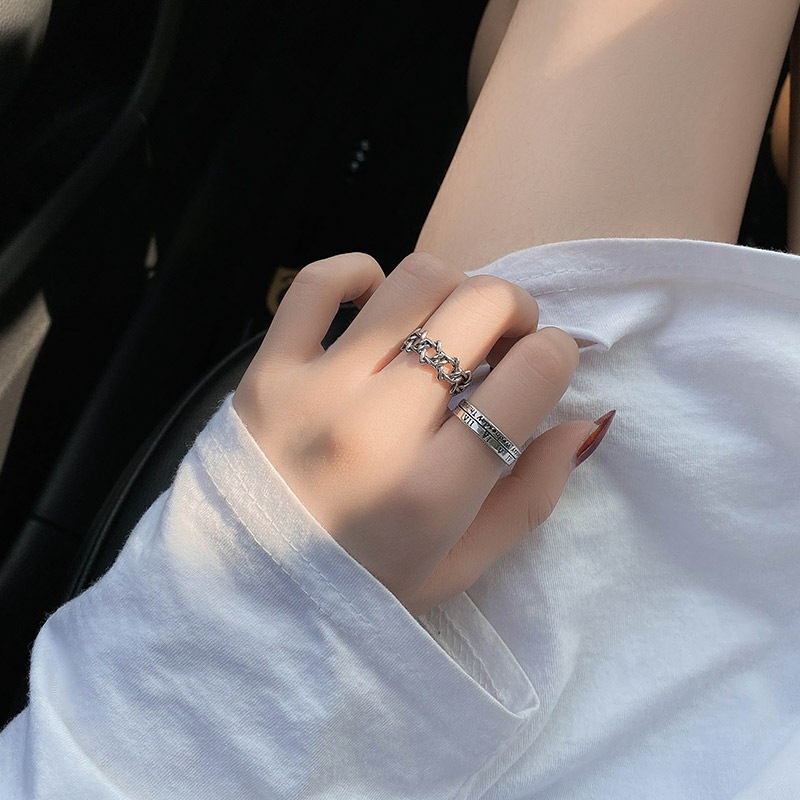 Couple rings hiphop titanium korean Roman numerals Fashion accessory Adjustable