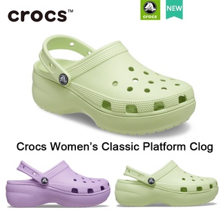 รองเท้า crocs แท้ Crocs womens CLASSIC PLATFORM CLOG  4.1 cm  รองเท้าแพลตฟอร์ม คลาสสิก สําหรับผู้หญิง  20222067