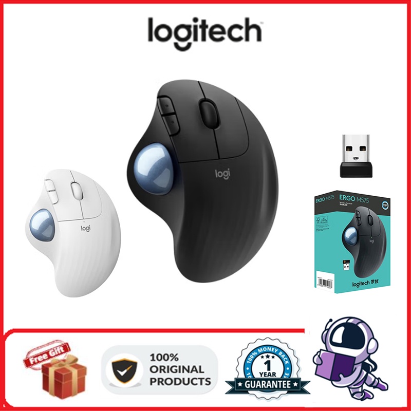 Mice 1250 บาท Logitech เม้าส์ ERGO M575 Wireless Bluetooth Mouse Ergonomic Design CAD Trackball Mouse Computers & Accessories