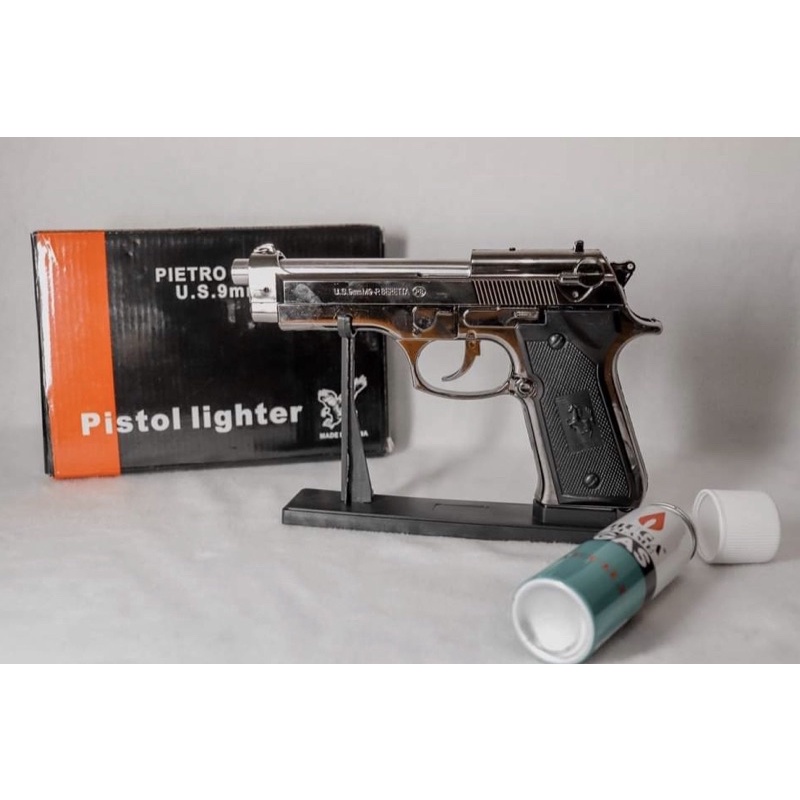 แพ็คคู่ ไฟแช็คโมเดลM9  PIETRO BERETTA U.S. + แก๊ส บูก้า 75ml (1 กระป๋อง)