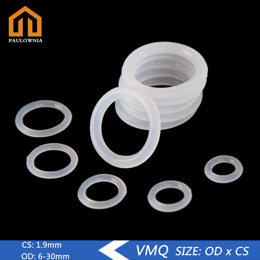 Vmq แหวนยางซิลิโคน โอริง ปะเก็นซีล สีขาว OD 6 มม.-30 มม. CS 1.9 มม. แบบเปลี่ยน 50 ชิ้น