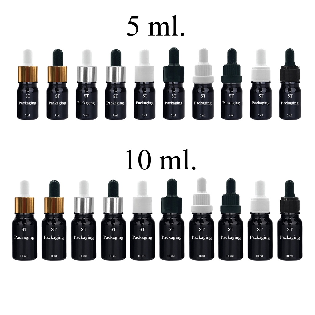5ml 10ml 15ml 20ml 30ml 50ml 100ml. แพ็กกเกจขวดแก้วสีดำ พร้อมชุดดรอปเปอร์สำหรับบรรจุสารเหลว เอสเซ้นต์ เซรั่ม น้ำมัน