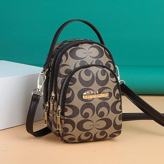 กระเป๋าทรงถัง กระเป๋าผ้าสายยาว ※กระเป๋าสตรี2021 New Three-Layer Mobile Phone BAG trendy กระเป๋าสตรี Crossbody BAG All-Ma