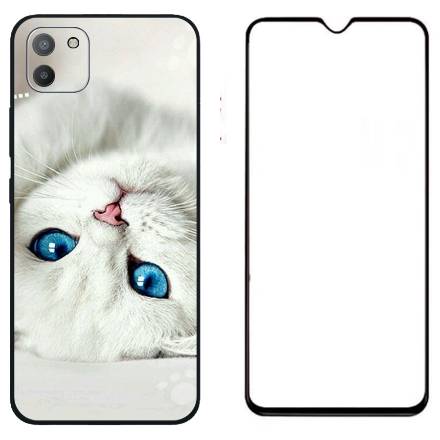 Samsung Galaxy A03 เคสแฟชั่นซิลิโคน TPU แบบนุ่มพร้อมฟิล์มกระจกนิรภัย