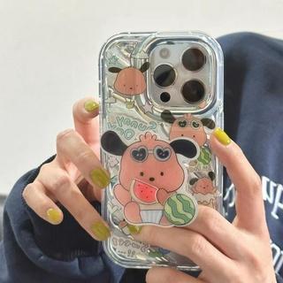 💕พร้อมส่ง💕iPhone 14 13 12 11 Pro Max เคส for เคสไอโฟน11เลเซอร์   น่ารัก ลูกสุนัข บางเบาพกพาง่าย พร้อมขาตั้ง Case