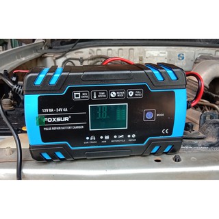 เครื่องชาร์จแบตเตอรี่ FOXSUR 12V8A 24V4A แอมป์ 6Ah-150Ah เครื่องชาร์จ เครื่องซ่อมแบตเตอรี่อัจฉริยะ (ชาร์จ 3 ระบบ)