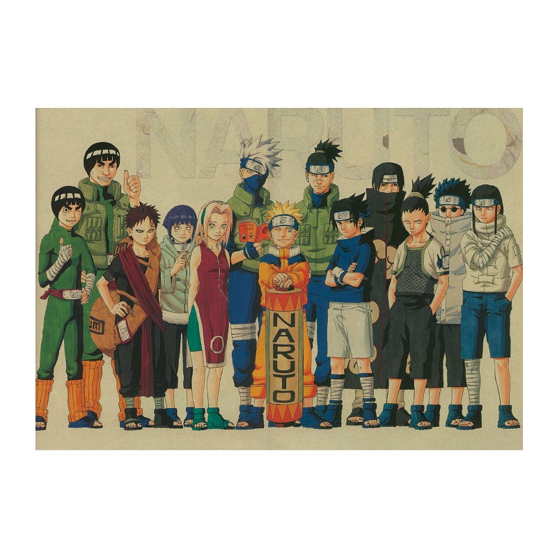 โปสเตอร์กระดาษคราฟท์ลายการ์ตูน Naruto -O/ Anime ขนาด 51X36ซม. สําหรับตกแต่งหอพัก