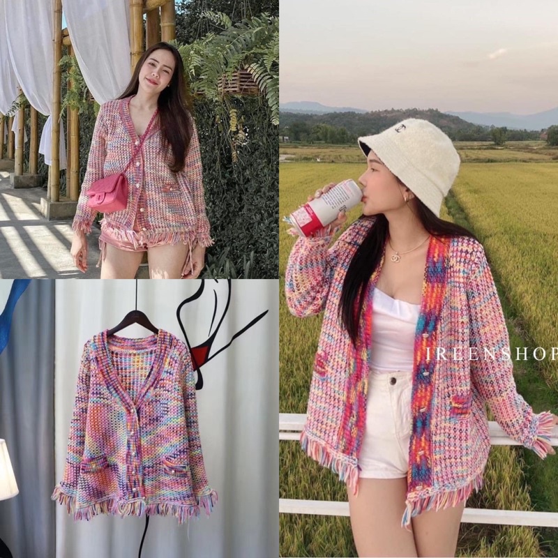 Dzaishop เสื้อคลุมไหมพรม งานนิ่ม เสื้อคาร์ดิแกนเรนโบว์ งานใหม่ บอกเลยตัวเดียว จบ ค่า !!ตำด่วนนน!