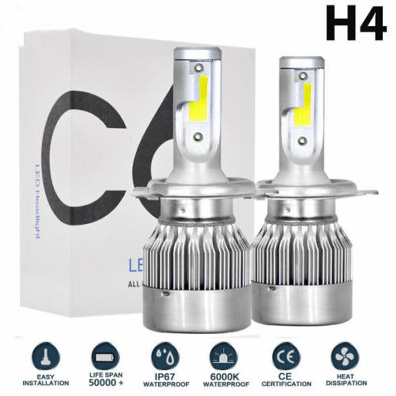 1*CREE H4 LED Headlight COB 72W 8000LM High Low Beam Bulb White Lamp 6000K-6500K