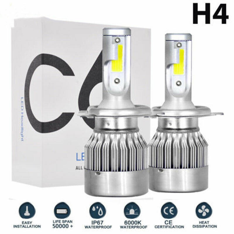 H4 9003 HB2 LED Headlight Bulb Kit 200W 20000LM High-Low Beam Head Fog Bulbs