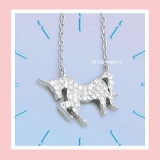 สร้อยคอเพชรCZ เงินแท้ ยูนิคอร์น Unicorn ♡Lida Jewelry ของขวัญ