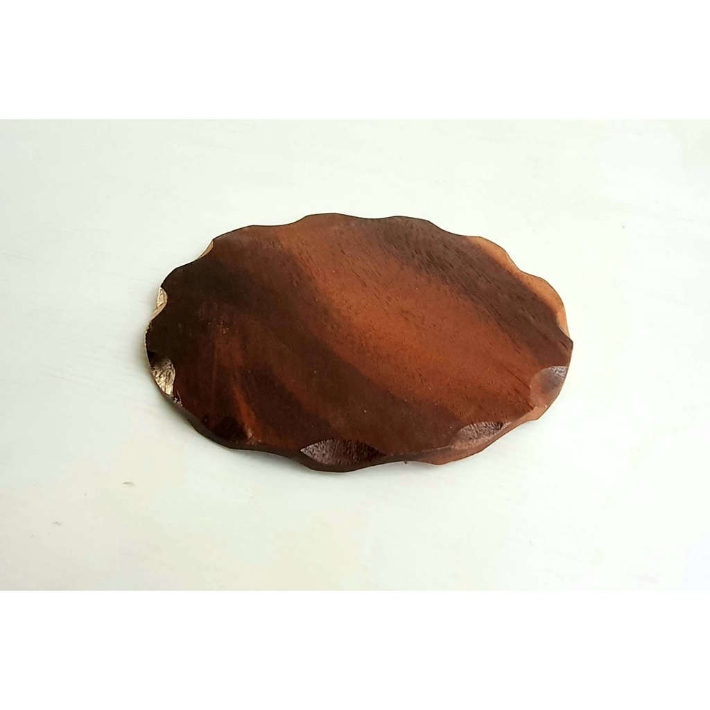 เขียง เขียงไม้ ถาดไม้ ถาดขนม ถาดเค้ก ขอบหยัก จากไม้อะคาเซีย ⌀ 22x1cm - รูปที่ 4