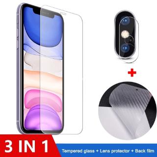 3-in-1 iPhone SE 2020 Tempered Glass iPhone 11 12 Pro XS Max X XR 6 6s 7 8 Plus 9H Transparent Screen Protector Glass Film