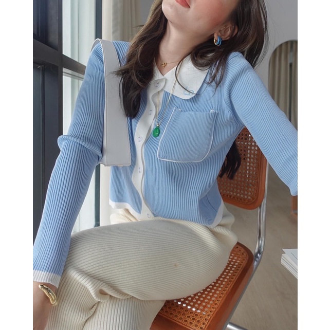 (like new) Loonnystore yejin cardigan (สีฟ้า)