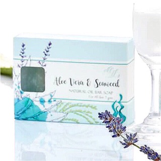 สบู่ว่านหางจระเข้และสาหร่ายทะเลลึก, Aloe Vera &amp; Seaweed Natural Oil Bar Soap, 120g. OGL