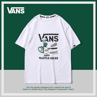 เสื้อยืดแขนสั้น ผ้าฝ้าย พิมพ์ลาย Vans Vance ทรงหลวม สีพื้น แฟชั่นฤดูร้อน สําหรับผู้ชาย และผู้หญิง