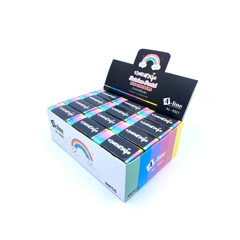 A-Line ยางลบ สายรุ้ง ขนาดเล็ก (ชุด 48 ชิ้น/กล่อง) ลบง่าย ไม่ทำลายเนื้อกระดาษ AL-5521