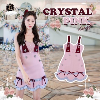 พร้อมส่ง 🎉 BLT Size L 🌸 CRYSTAL PINK เดรสชมพูหวาน ตกแต่งดีเทลเก๋ ที่สาย อะไหล่ดอกไม้เด็กๆ น่ารัก ปลายกระโปรงหยัก