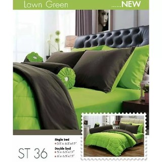 ชุดผ้าปูที่นอนสีทูโทน ไม่รวมผ้านวม ลาย ST36 Green)