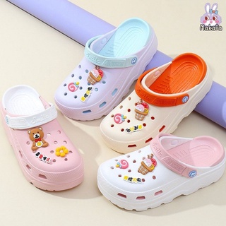 SHO-H-13 🍧 รองเท้าหัวโต แตะแบบสวม แถมตัวติด สีพาสเทลทูโทน รองเท้าน่ารัก พร้อมส่งในไทย MAKATA