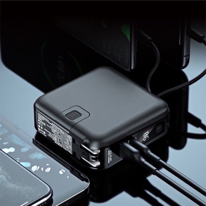 Remax RPP-20 แบตสำรอง 15000 mAh. ขาปลั๊กพับได้ สายชาร์จในตัว ครบ จบ ใน ...