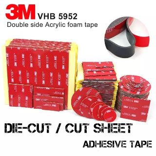 3M 5952 VHB (Die-Cut size)อะคริลิกสีดำ หนา 1.1 mm. ประสิทธิภาพสูง ยึดถาวร รวดเร็ว แข็งแรง ทนทาน ในร่มและกลางแจ้ง กันน้ำ