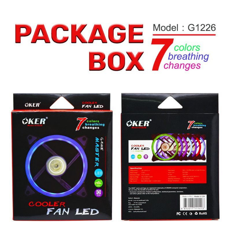 🔥HOT🔥OKer LED 5. 7. Color รุ่น #G1225ไฟมี 5 สี#G1226ไฟมี 7 สี#Fan Case