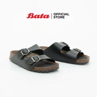 *Best Seller* Bata บาจา รองเท้าแตะแบบสวมดีไซน์สายคาดเข็มขัด 2 เส้น สำหรับผู้ชาย รุ่น Fabbo สีดำ 8616114