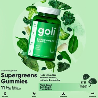 💫พร้อมส่ง 💫 EXP 12/2024 Goli Nutrition, Supergreens Gummies, 60 Pieces