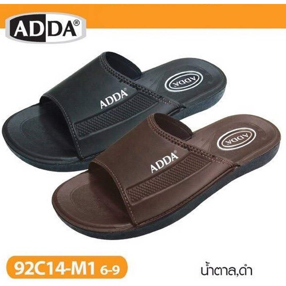 รองเท้าแตะ Adda หนัง PVC รุ่น 92C14 สีดำ น้ำตาล ของเเท้ 100%