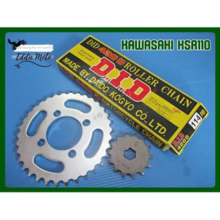 KAWASAKI KSR110 (14T) FRONT ​&amp; (34T) REAR SPROCKET &amp; "DID" DRIVE CHAIN (420D-114RB) // สเตอร์หน้า สเตอร์หลัง พร้อม โซ่