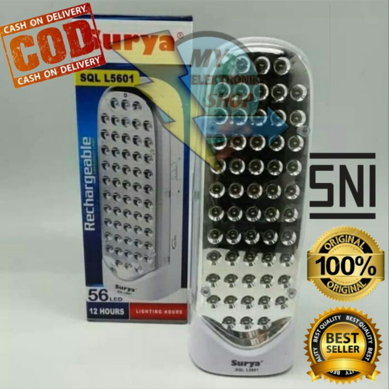โคมไฟฉุกเฉิน พลังงานแสงอาทิตย์ Sql L5601 LED 56-SMD ชาร์จได้ 12 ชั่วโมง
