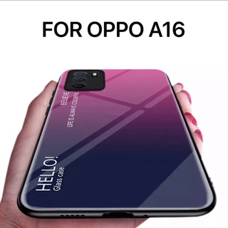 [ มาใหม่ ] Case OPPO A16 เคสออฟโป้ เคสกระจกไล่สี ขอบนิ่ม เคสกันกระแทก เคสกระจกสองสีสวยหรูมาก Oppo A16 ส่งจากไทย