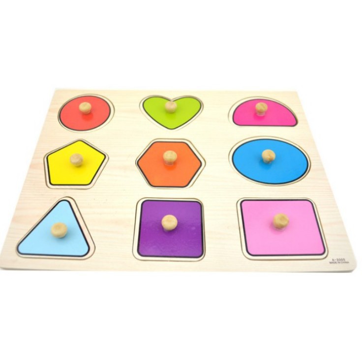 กระดานลูกบิดไม้แบบใช้มือถือธีมเรขาคณิต