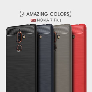 เคสมือถือเคสโทรศัพท์คาร์บอนไฟเบอร์สําหรับ Nokia 7 Plusกรณีโทรศัพท์